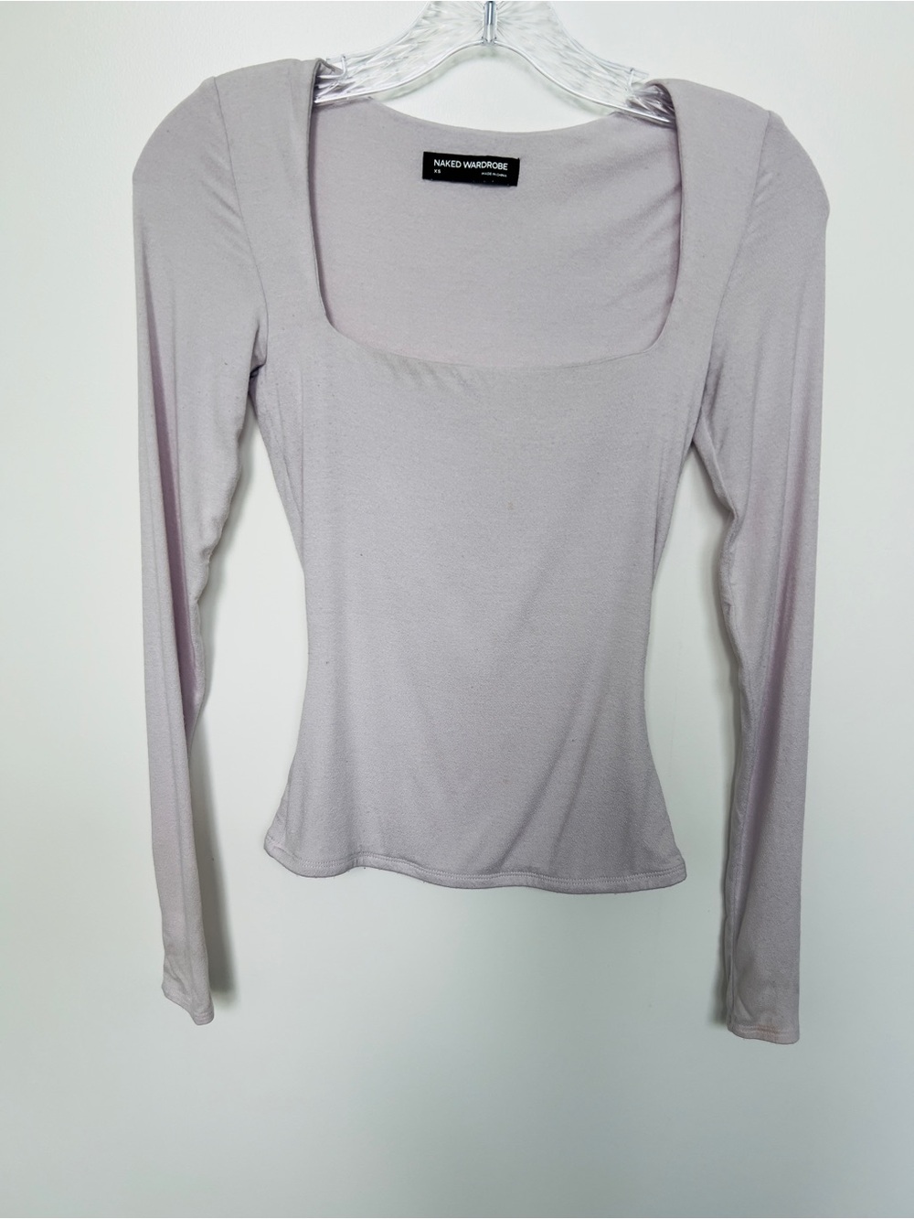 naked wardrobe Light pink Square Neck Long Sleeve Top
